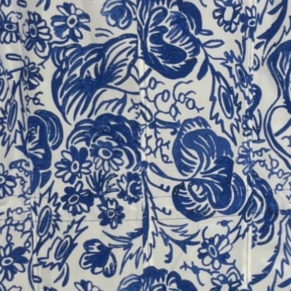 Charter Club Water Resistant Jacket Womens LP Large Petite Blue White Hooded Flo - Picture 6 of 9